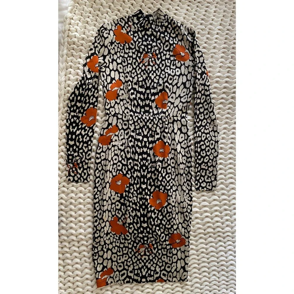 Essentiel Antwerp Silk Leopard Floral KABBEY Dress Size 38 (4) - Long Sleeve - Picture 11 of 16